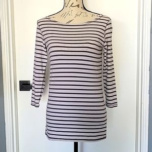 J. Jill Striped‎ White Cotton 3/4 sleeve top